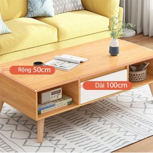 Kích thước: Rộng 50cm, dài 100cm, cao 40cm. Màu sắc: Vân gỗ và trắng. Có thể đặt làm kích thước khác